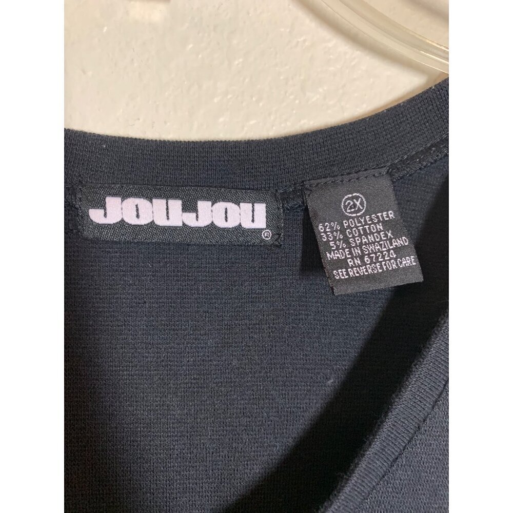 VTG Jou Jou Tank Top Solid Black Sleeveless Vneck Y2K Casual Shirt Women's Sz 2X - Picture 3 of 3